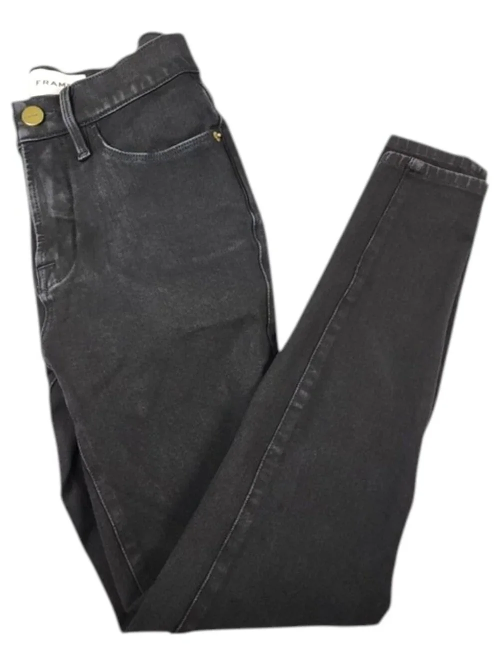 FRAME Le High Skinny Jeans Black High Rise Ankle Stretch Size 25 - Picture 1 of 13